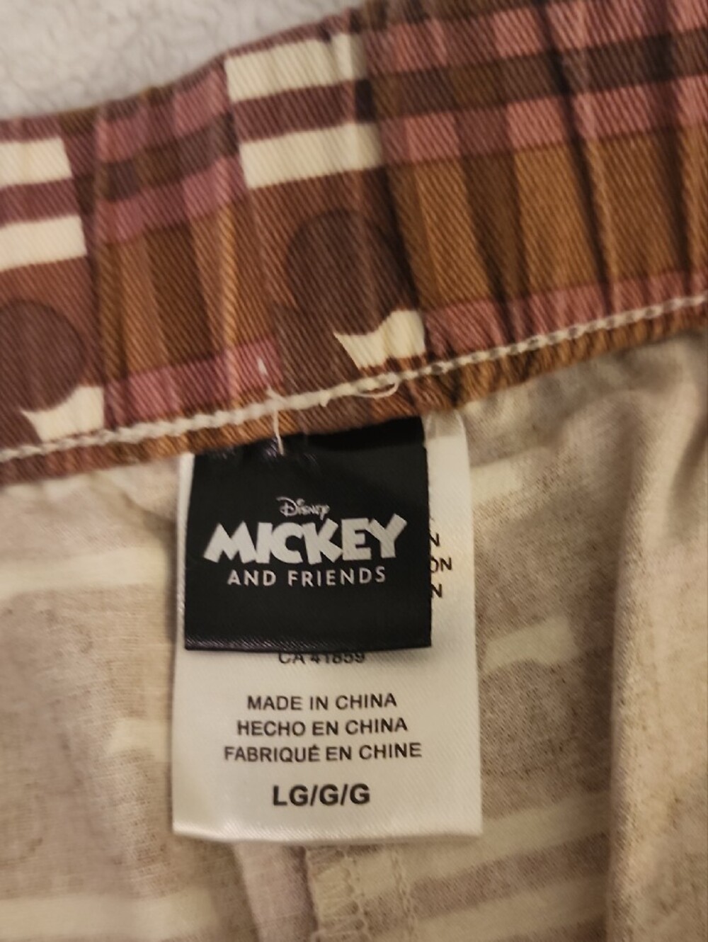 Disney Mickey & Friends Plaid Boxers — Brown, Cream, Rust & Mauve - Picture 2 of 3